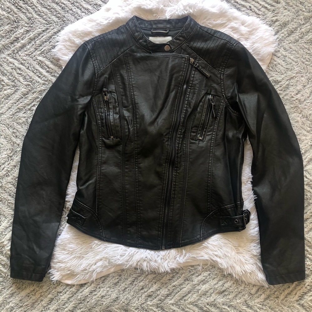 MAURICES faux leather slant zip moto jacket